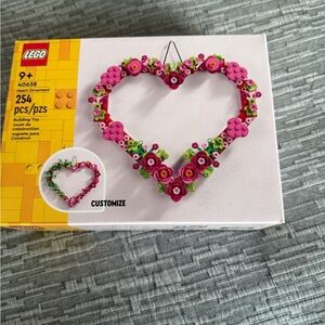New. LEGO Heart Decoration with Pink and Green Bricks